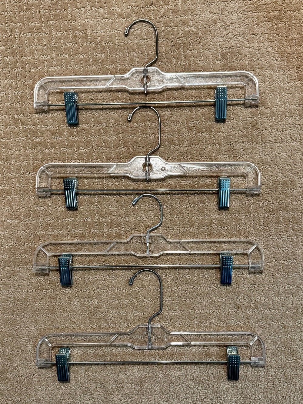 4pk Clear Plastic Pant Hangers with Metal Clips